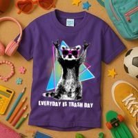 Funny Retro Everyday Is Trash Day Raccoon Kids T-Shirt thumb 3