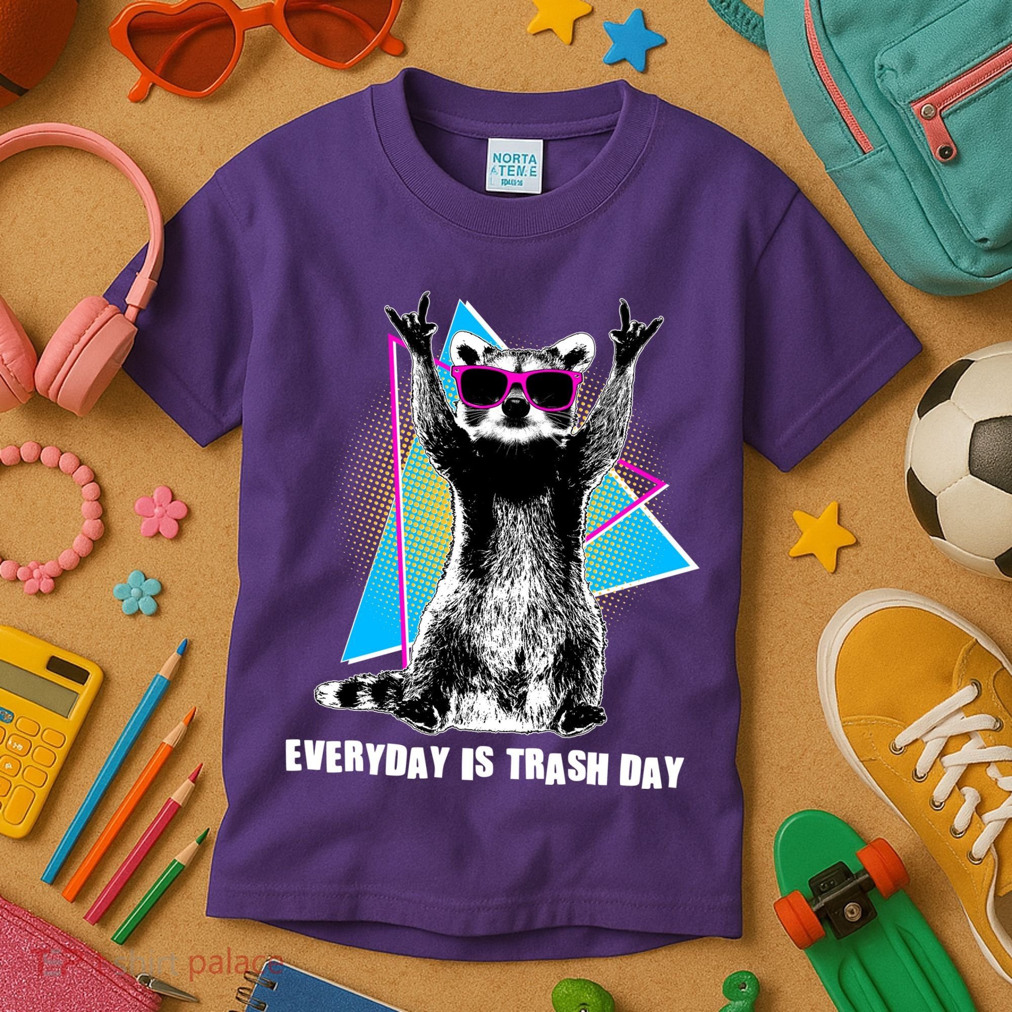 Funny Retro Everyday Is Trash Day Raccoon Kids T-Shirt