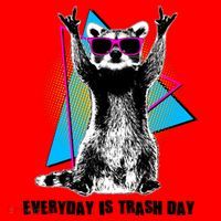 Funny Retro Everyday Is Trash Day Raccoon Santa Hat thumb 1