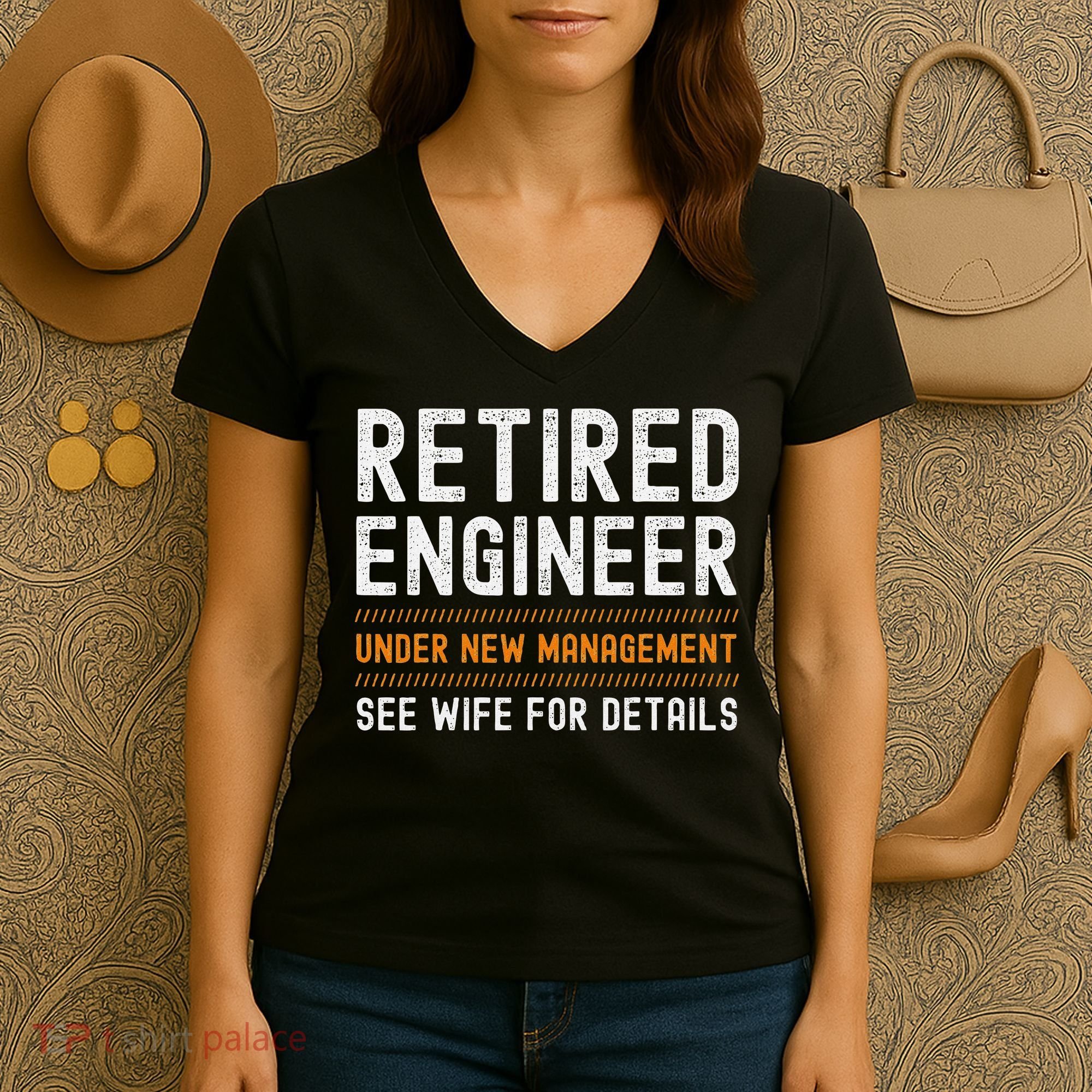 Funny Retirement Engineer Novelty Gift Retired Engineer Women's V-Neck T-Shirt