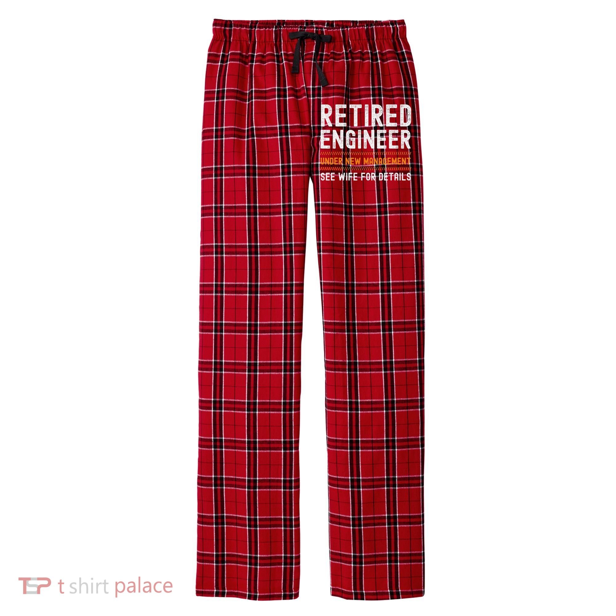 Funny Retirement Engineer Novelty Gift Retired Engineer Men's Flannel Plaid Pajama Pants