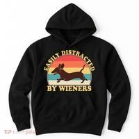Funny Retro Easily Distracted By Wieners Dachshund fan Hoodie thumb 0