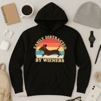 Funny Retro Easily Distracted By Wieners Dachshund fan Hoodie thumb 3