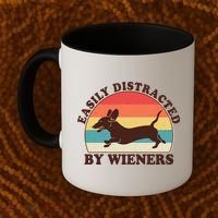 Funny Retro Easily Distracted By Wieners Dachshund fan Coffee Mug thumb 2