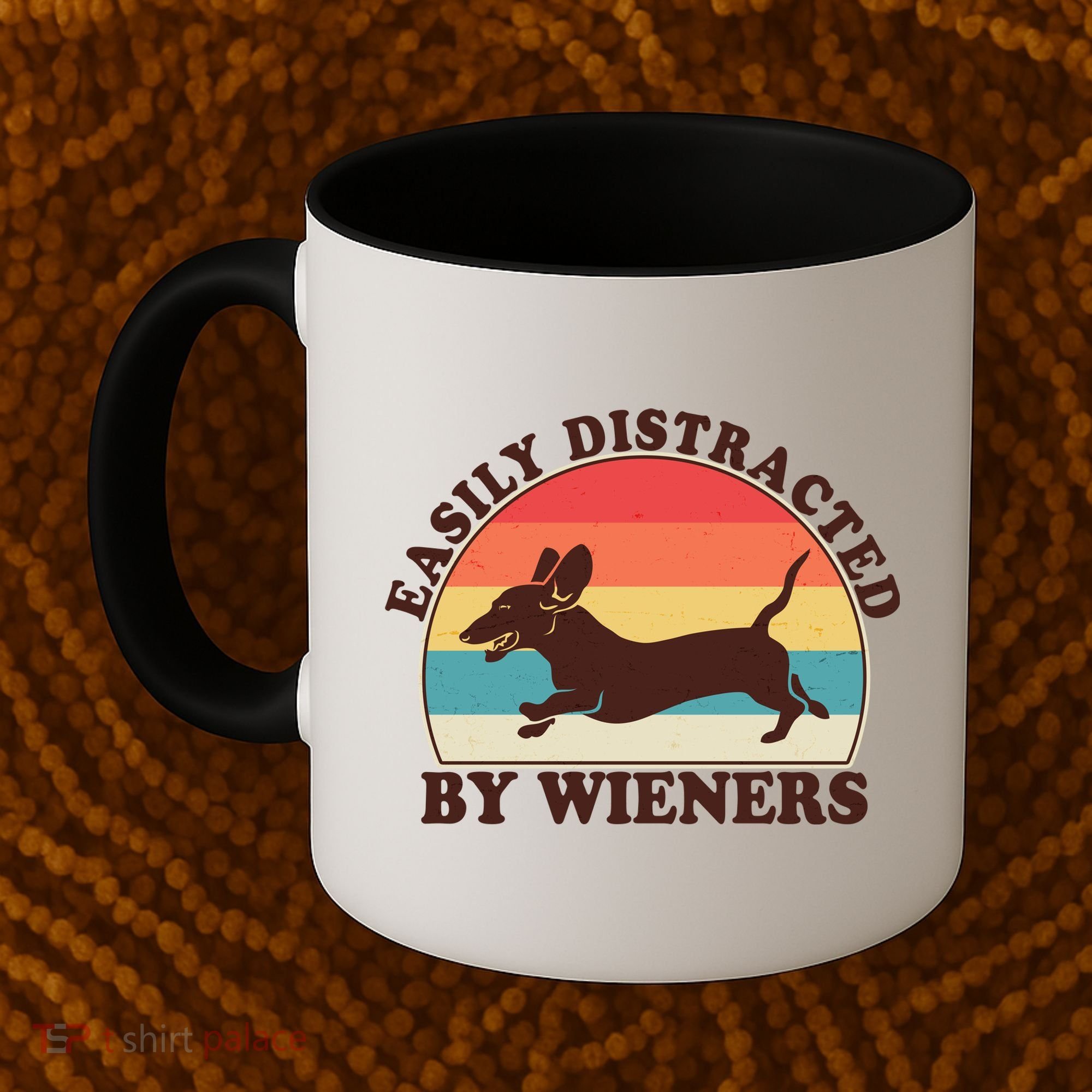 Funny Retro Easily Distracted By Wieners Dachshund fan Coffee Mug