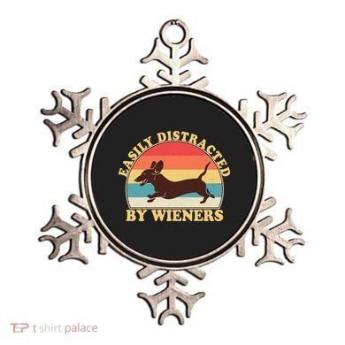 Funny Retro Easily Distracted By Wieners Dachshund fan Ornament