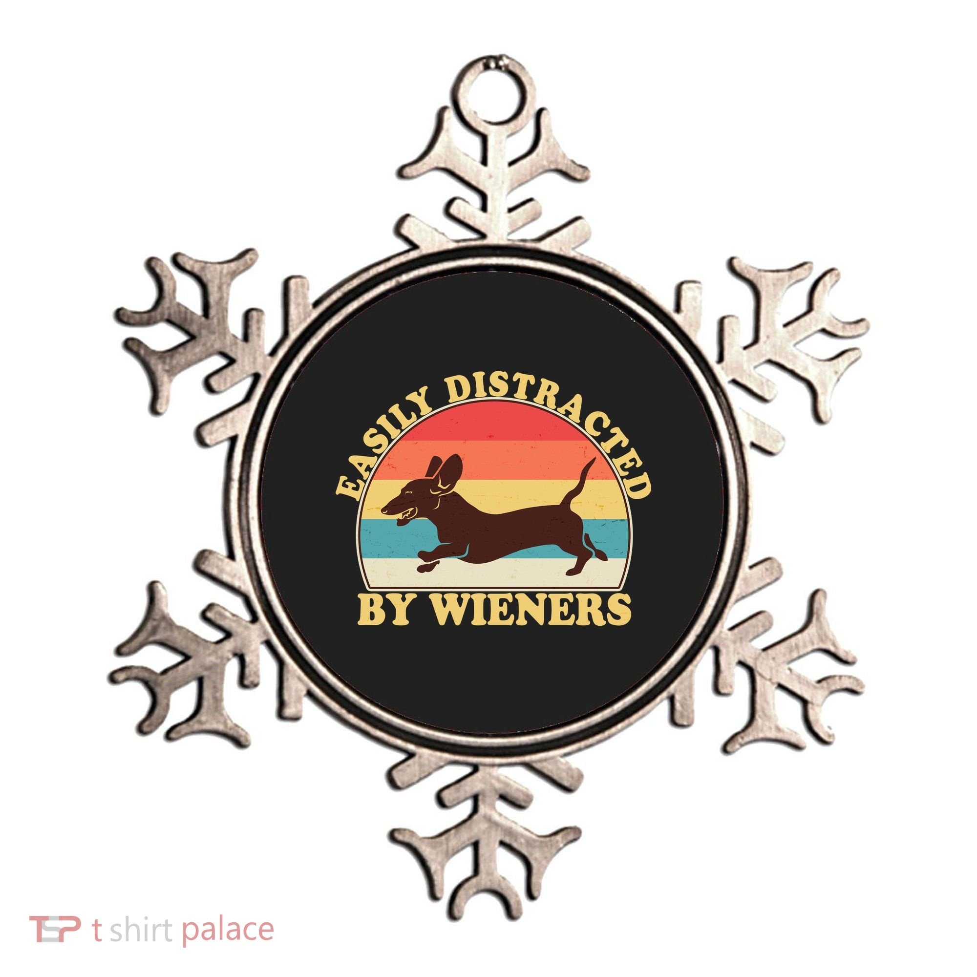 Funny Retro Easily Distracted By Wieners Dachshund fan Ornament