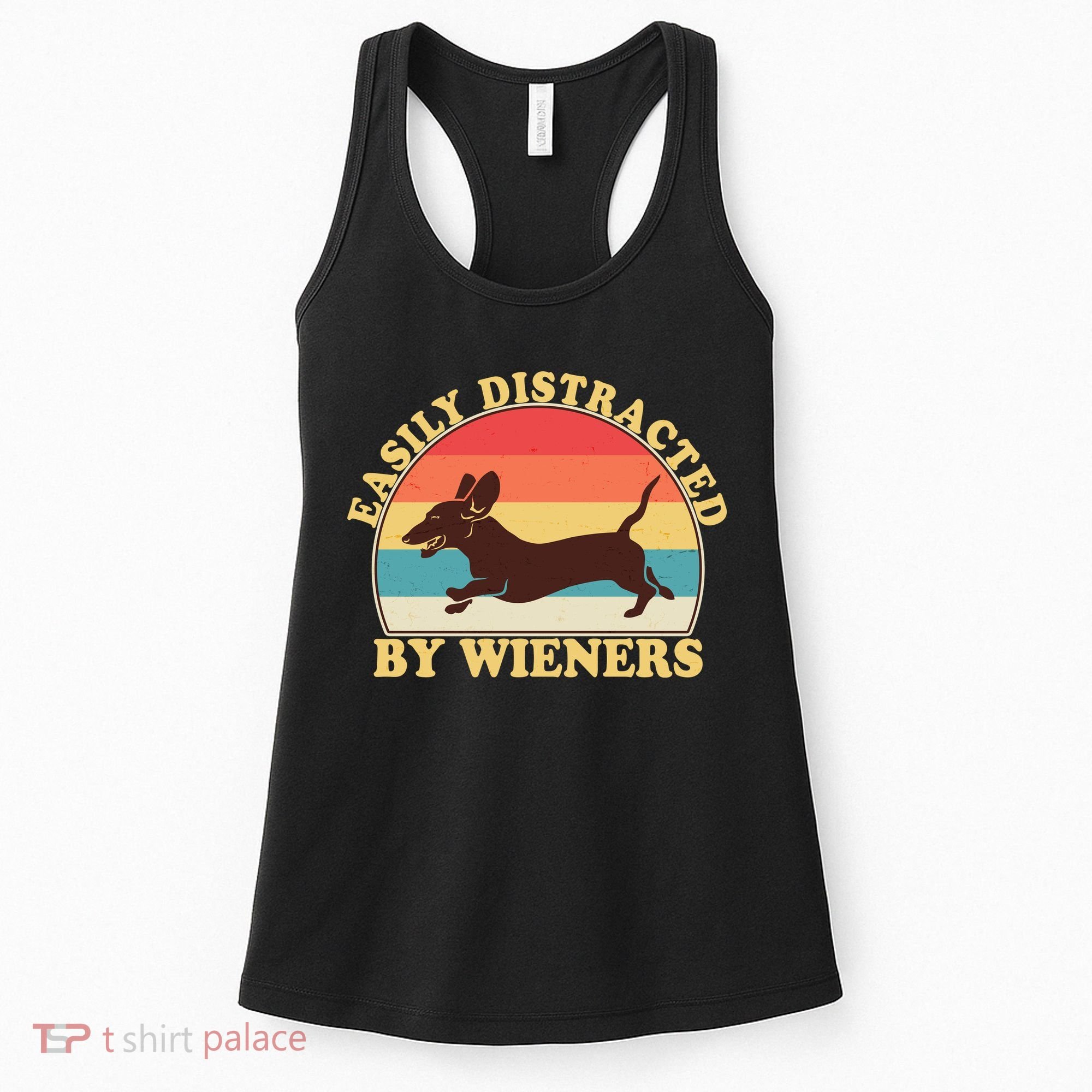 Funny Retro Easily Distracted By Wieners Dachshund fan Women's Tank Top