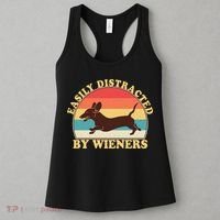 Funny Retro Easily Distracted By Wieners Dachshund fan Women's Tank Top thumb 3