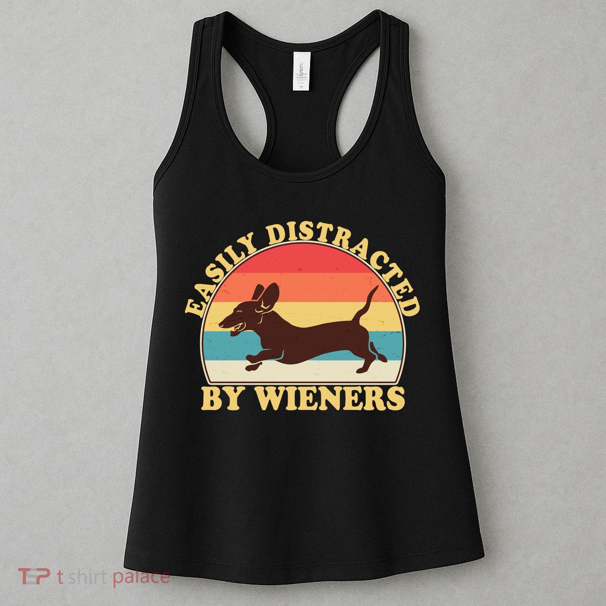 Funny Retro Easily Distracted By Wieners Dachshund fan Women's Tank Top