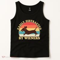 Funny Retro Easily Distracted By Wieners Dachshund fan Tank Top thumb 2