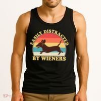 Funny Retro Easily Distracted By Wieners Dachshund fan Tank Top thumb 3