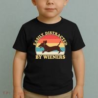 Funny Retro Easily Distracted By Wieners Dachshund fan Toddler T-Shirt thumb 2
