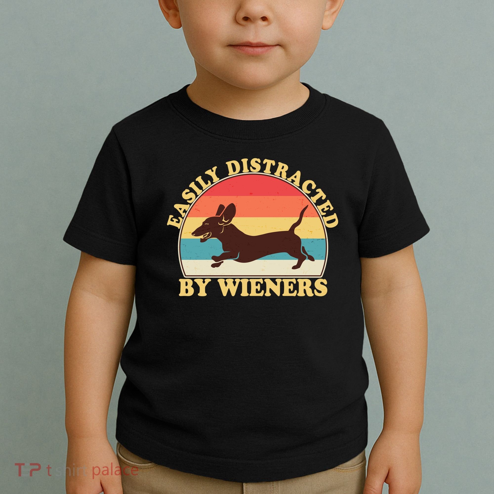 Funny Retro Easily Distracted By Wieners Dachshund fan Toddler T-Shirt