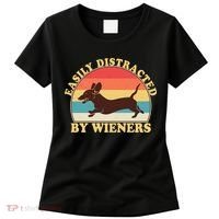 Funny Retro Easily Distracted By Wieners Dachshund fan Women's T-Shirt thumb 0