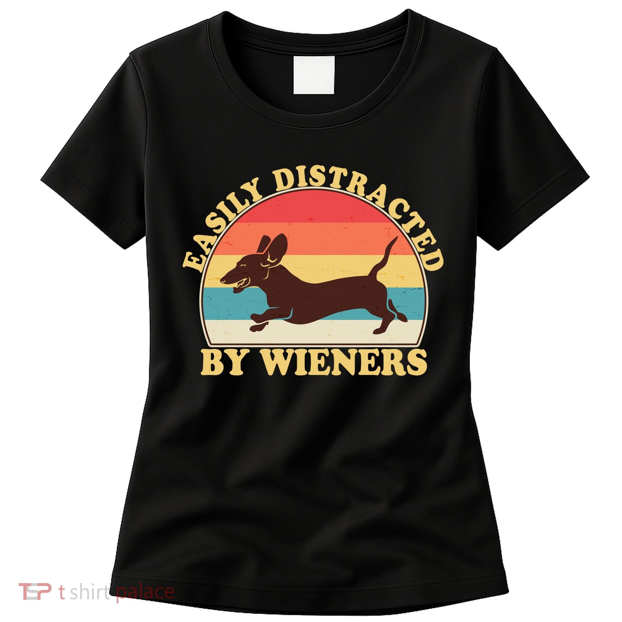 Funny Retro Easily Distracted By Wieners Dachshund fan Women's T-Shirt