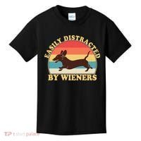 Funny Retro Easily Distracted By Wieners Dachshund fan Kids T-Shirt thumb 0