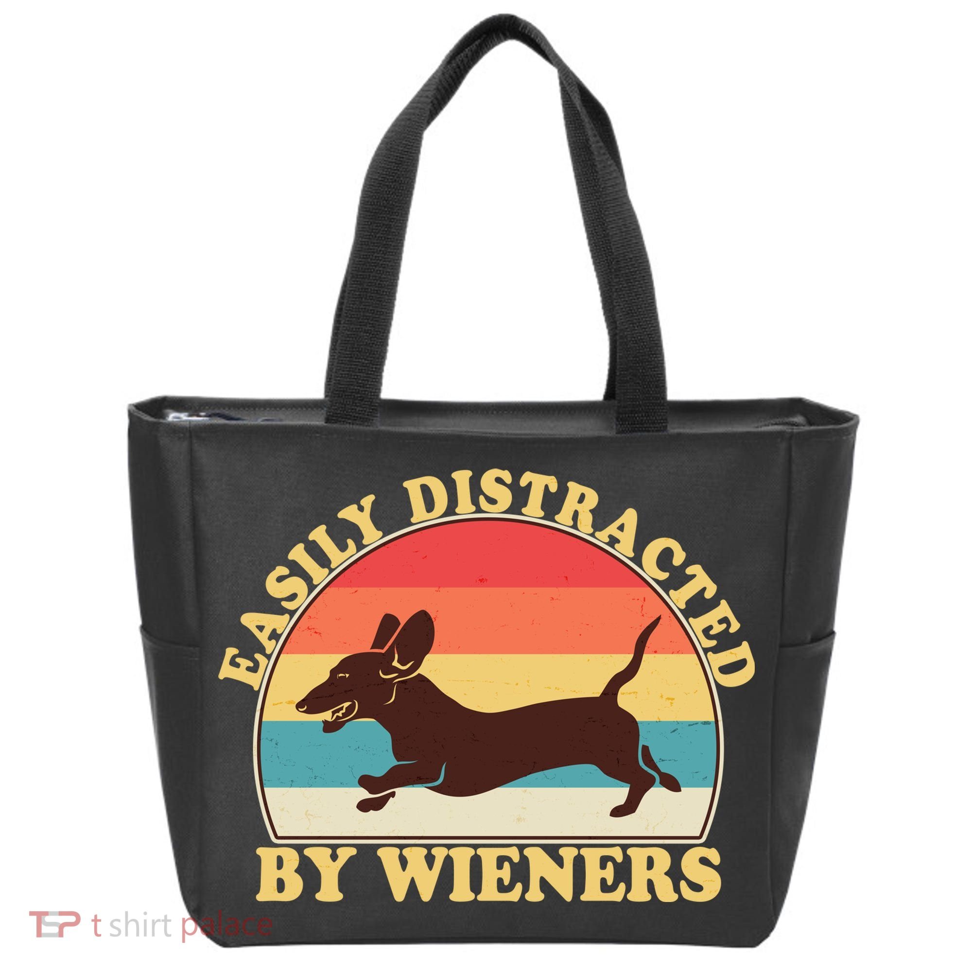 Funny Retro Easily Distracted By Wieners Dachshund fan Tote Bag