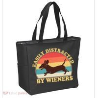 Funny Retro Easily Distracted By Wieners Dachshund fan Tote Bag thumb 2