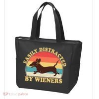 Funny Retro Easily Distracted By Wieners Dachshund fan Tote Bag thumb 3