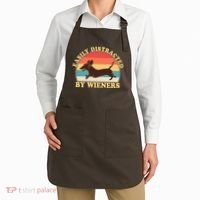 Funny Retro Easily Distracted By Wieners Dachshund fan Apron thumb 2