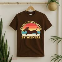 Funny Retro Easily Distracted By Wieners Dachshund fan T-Shirt thumb 2