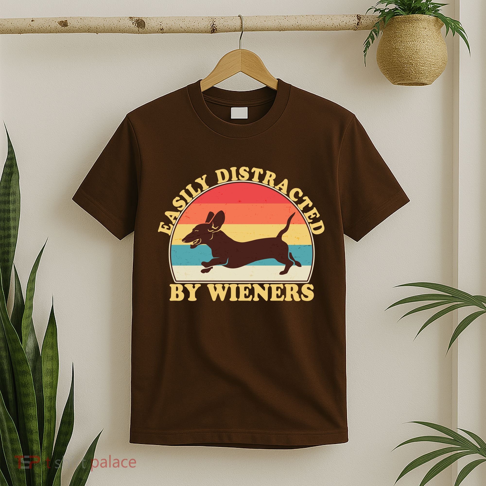 Funny Retro Easily Distracted By Wieners Dachshund fan T-Shirt