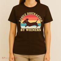 Funny Retro Easily Distracted By Wieners Dachshund fan T-Shirt thumb 4