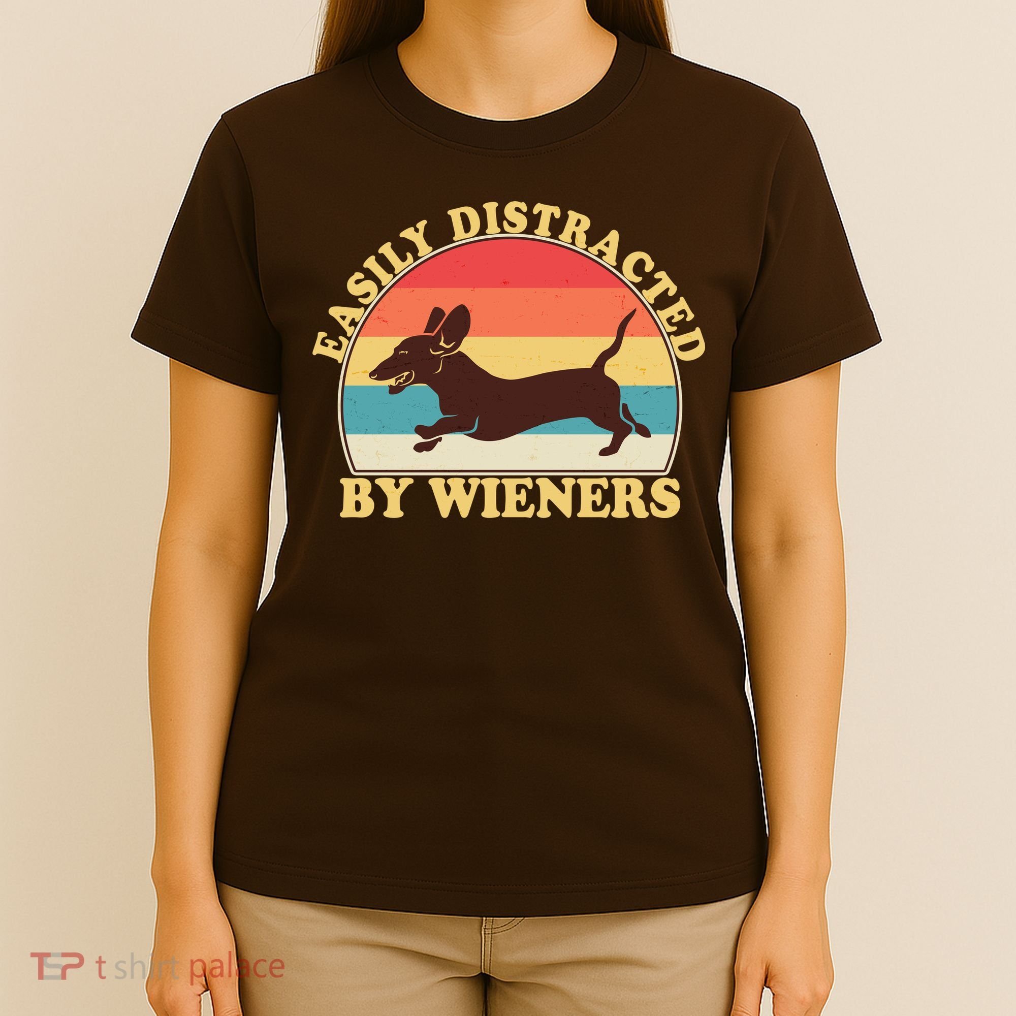 Funny Retro Easily Distracted By Wieners Dachshund fan T-Shirt