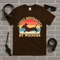 Funny Retro Easily Distracted By Wieners Dachshund fan T-Shirt thumb 5