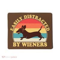 Funny Retro Easily Distracted By Wieners Dachshund fan Mousepad thumb 0