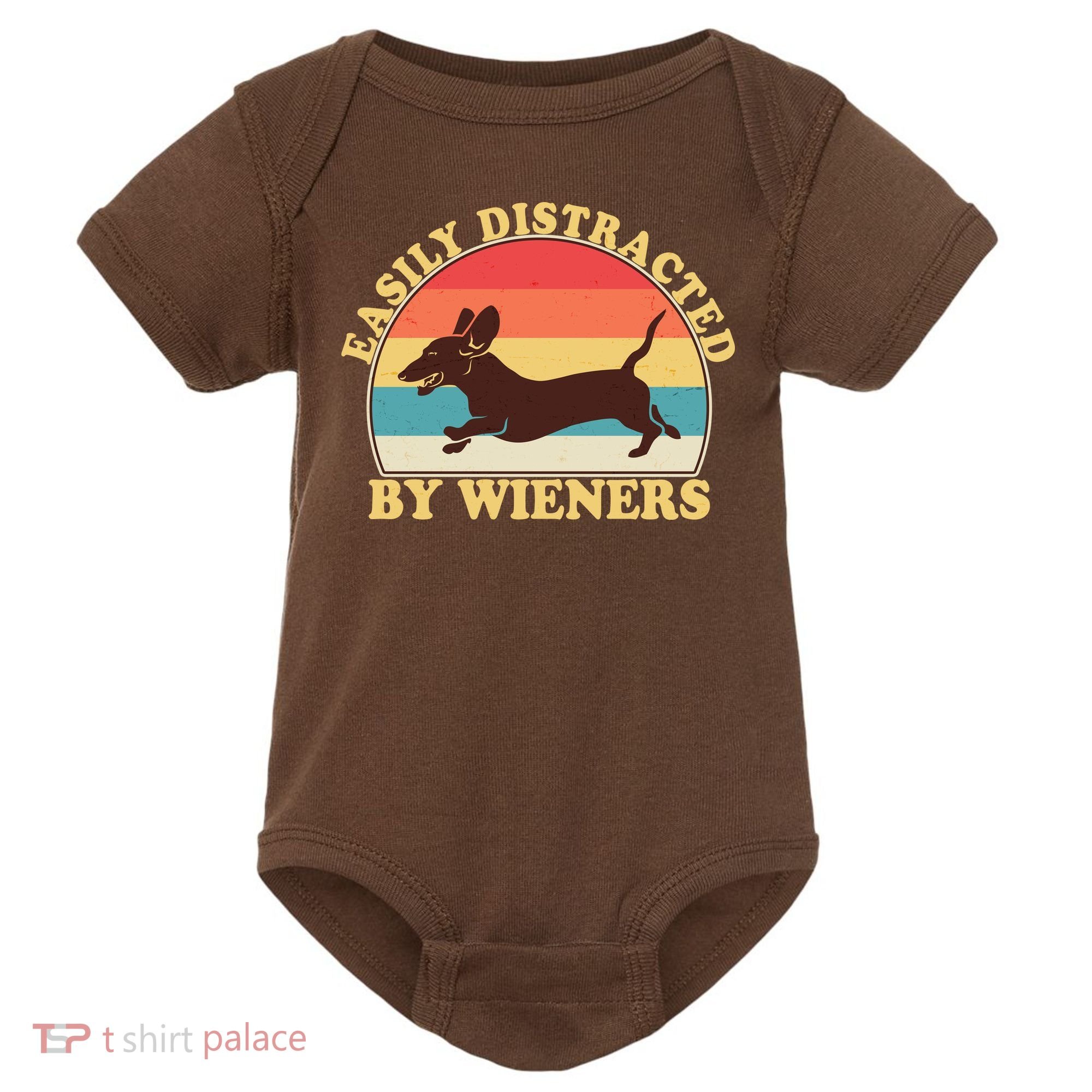 Funny Retro Easily Distracted By Wieners Dachshund fan Baby Bodysuit