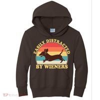 Funny Retro Easily Distracted By Wieners Dachshund fan Kids Hoodie thumb 0
