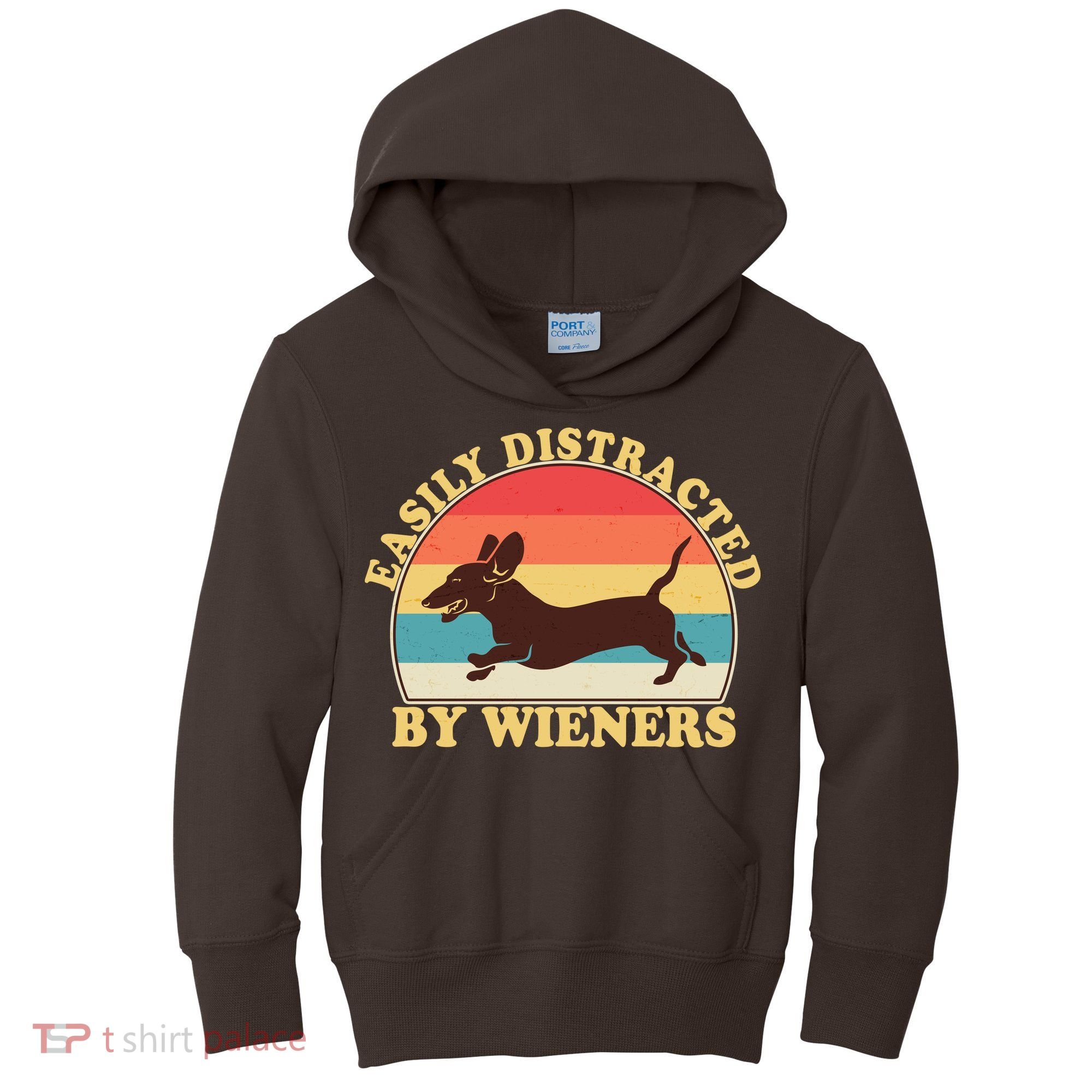 Funny Retro Easily Distracted By Wieners Dachshund fan Kids Hoodie