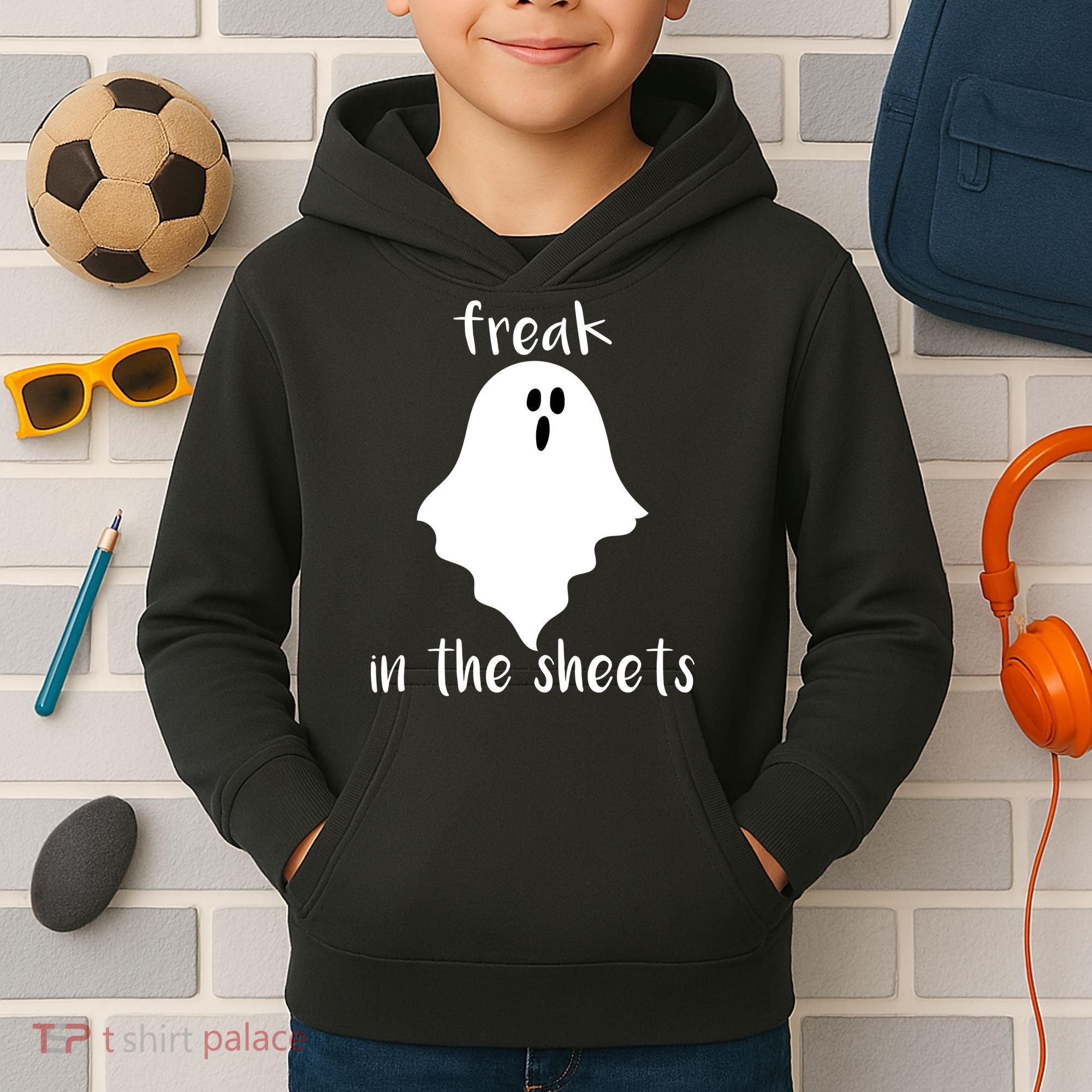Freak in the Sheets Funny Halloween Kids Hoodie
