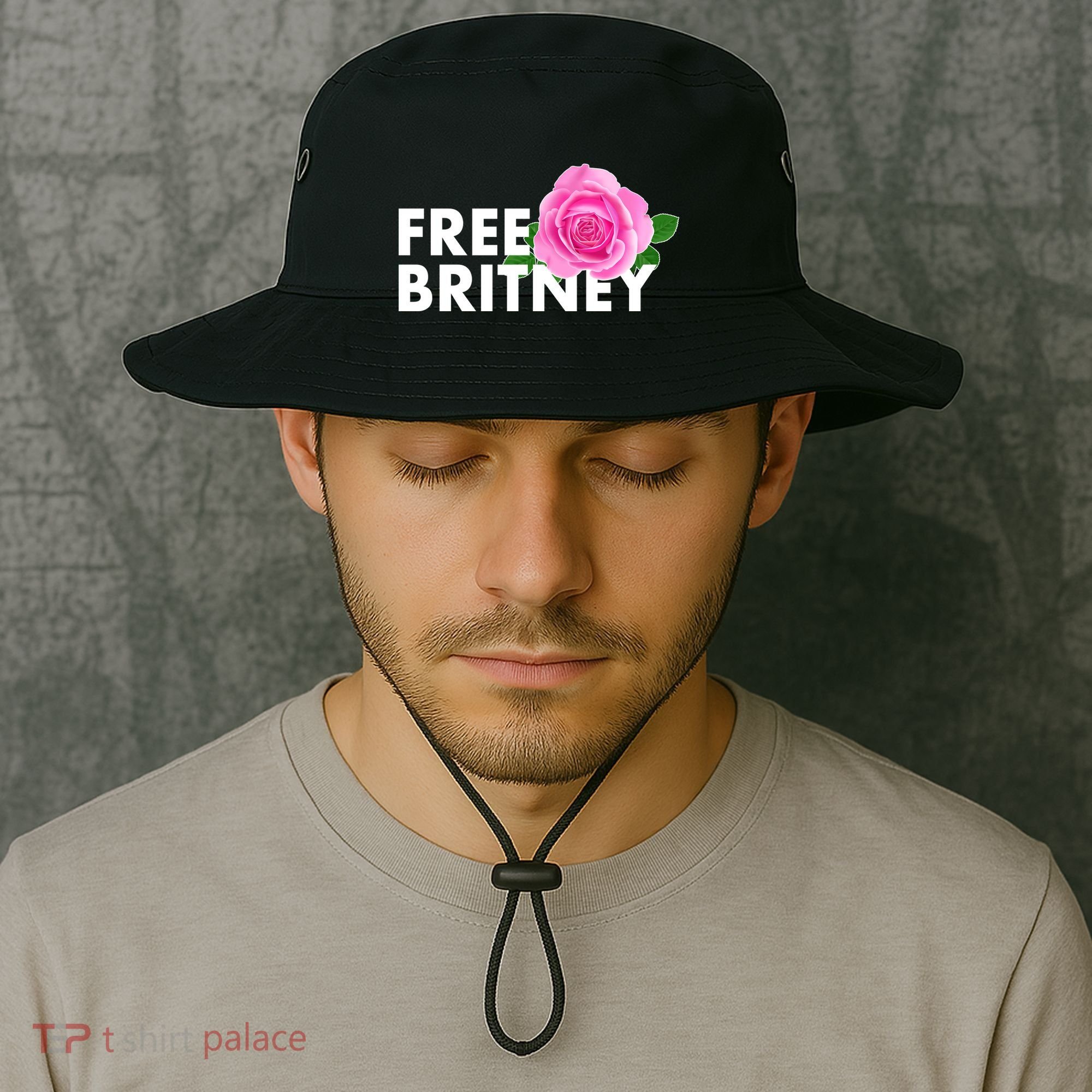 Free Britney Pink Rose Flower Bucket Hat