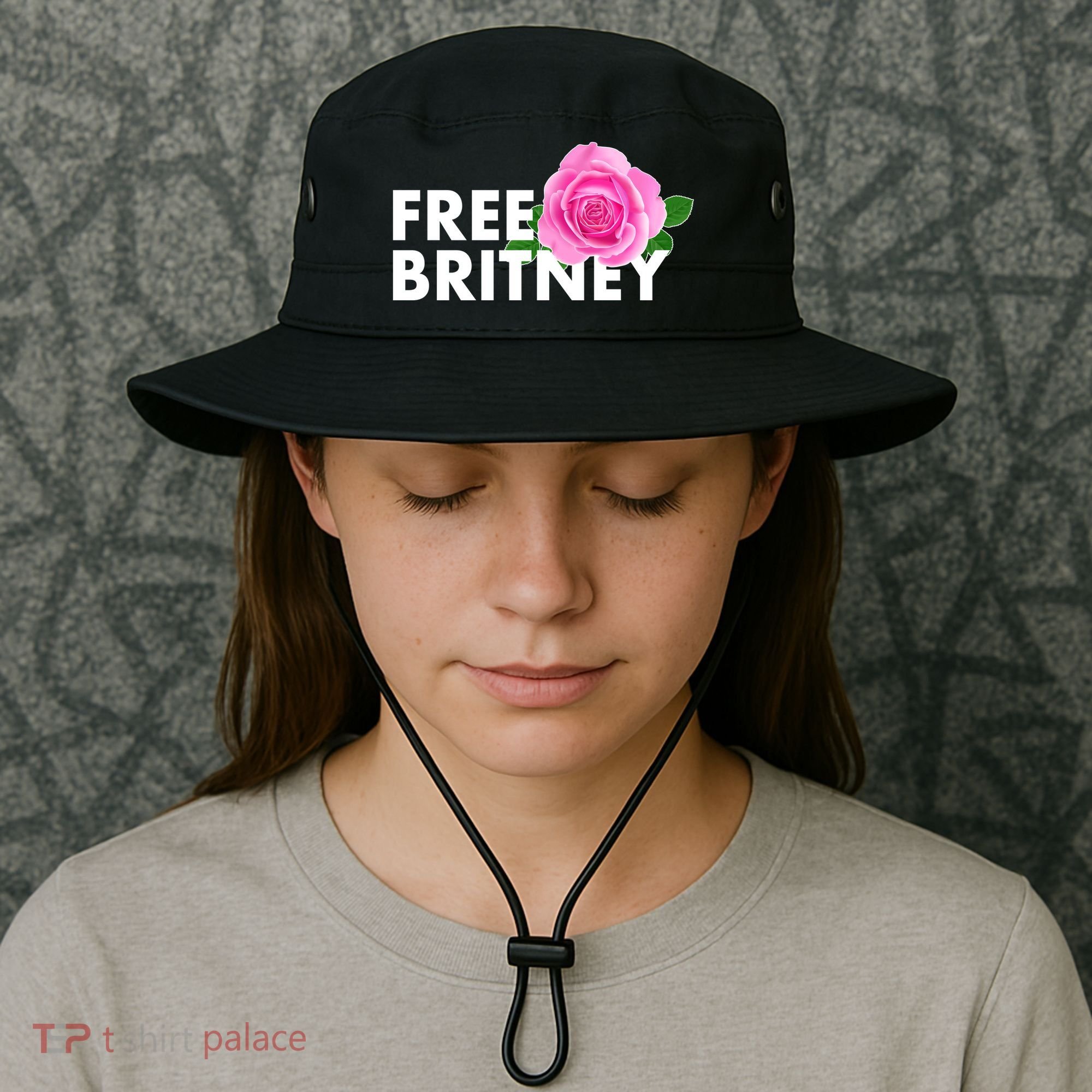 Free Britney Pink Rose Flower Bucket Hat