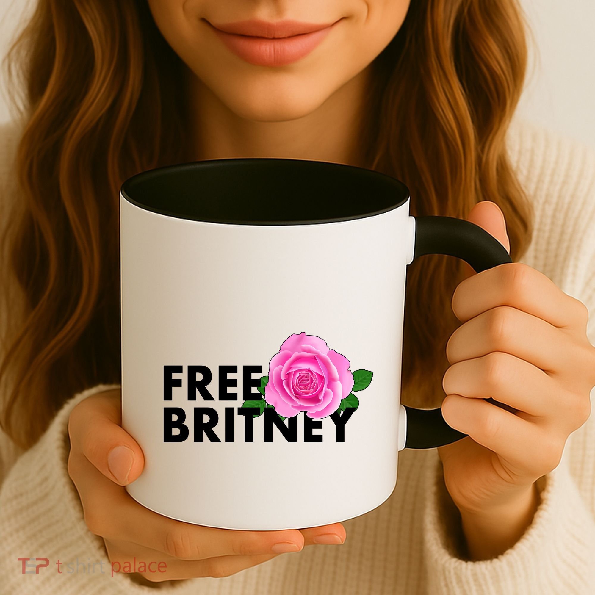 Free Britney Pink Rose Flower Coffee Mug