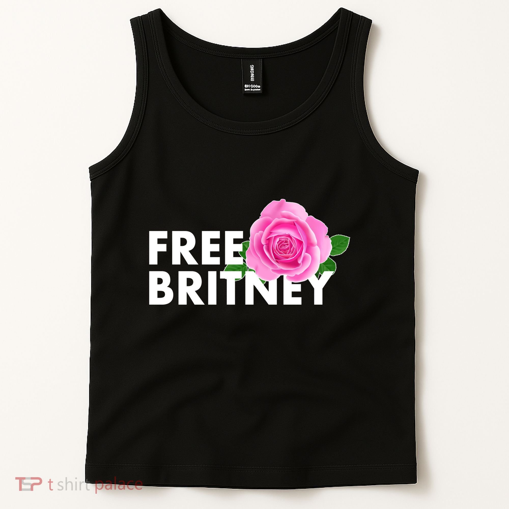 Free Britney Pink Rose Flower Tank Top