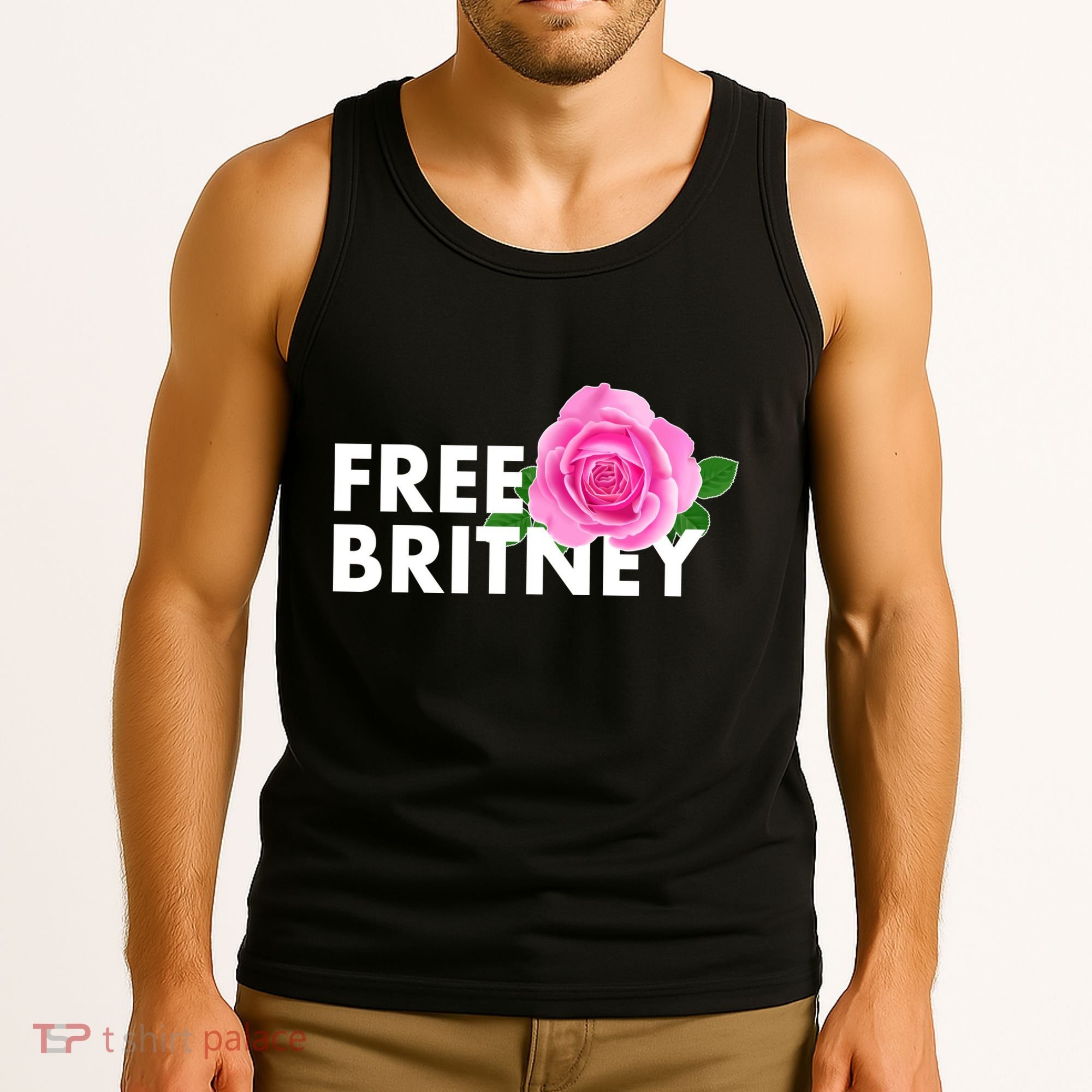 Free Britney Pink Rose Flower Tank Top
