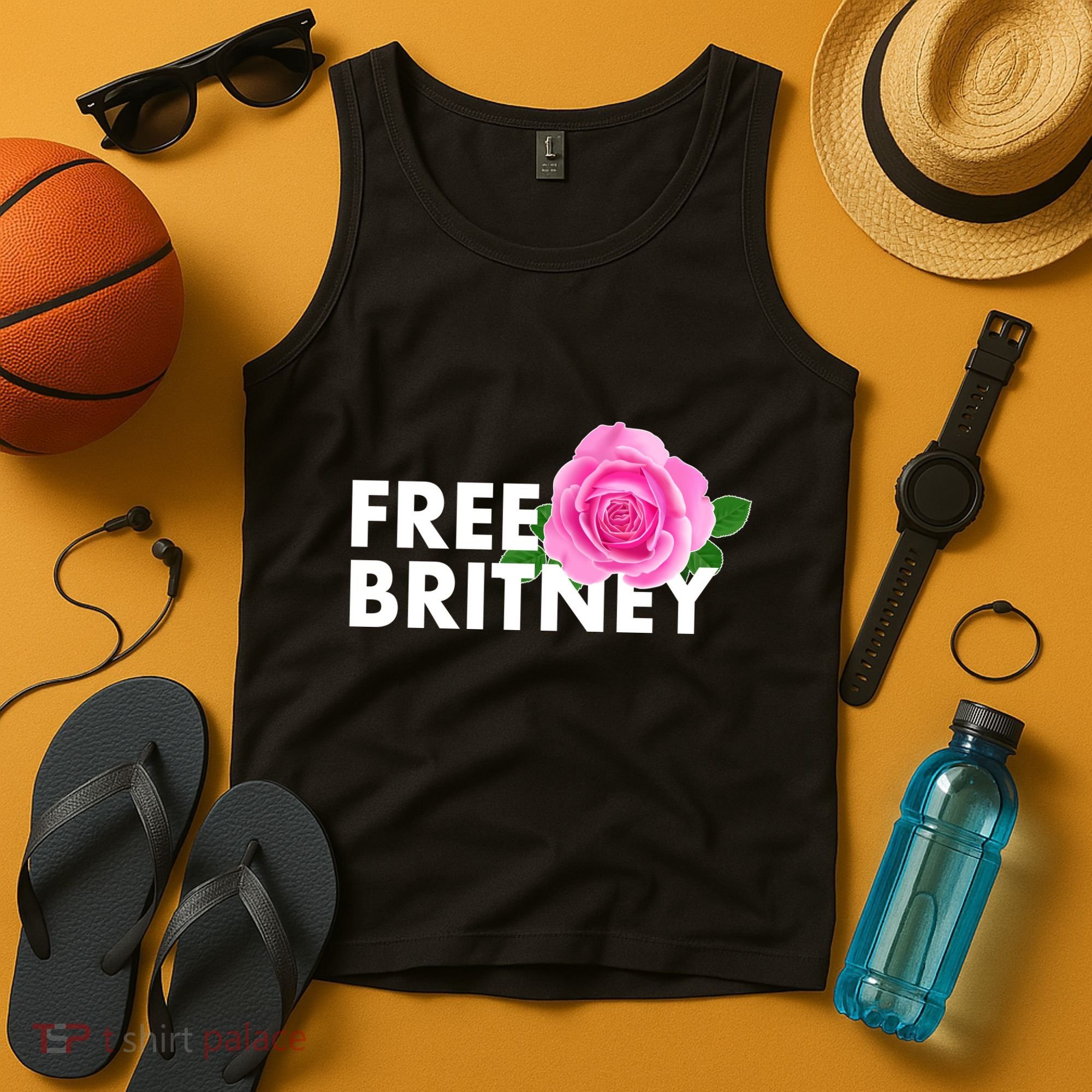 Free Britney Pink Rose Flower Tank Top