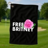 Free Britney Pink Rose Flower Golf Towel thumb 1