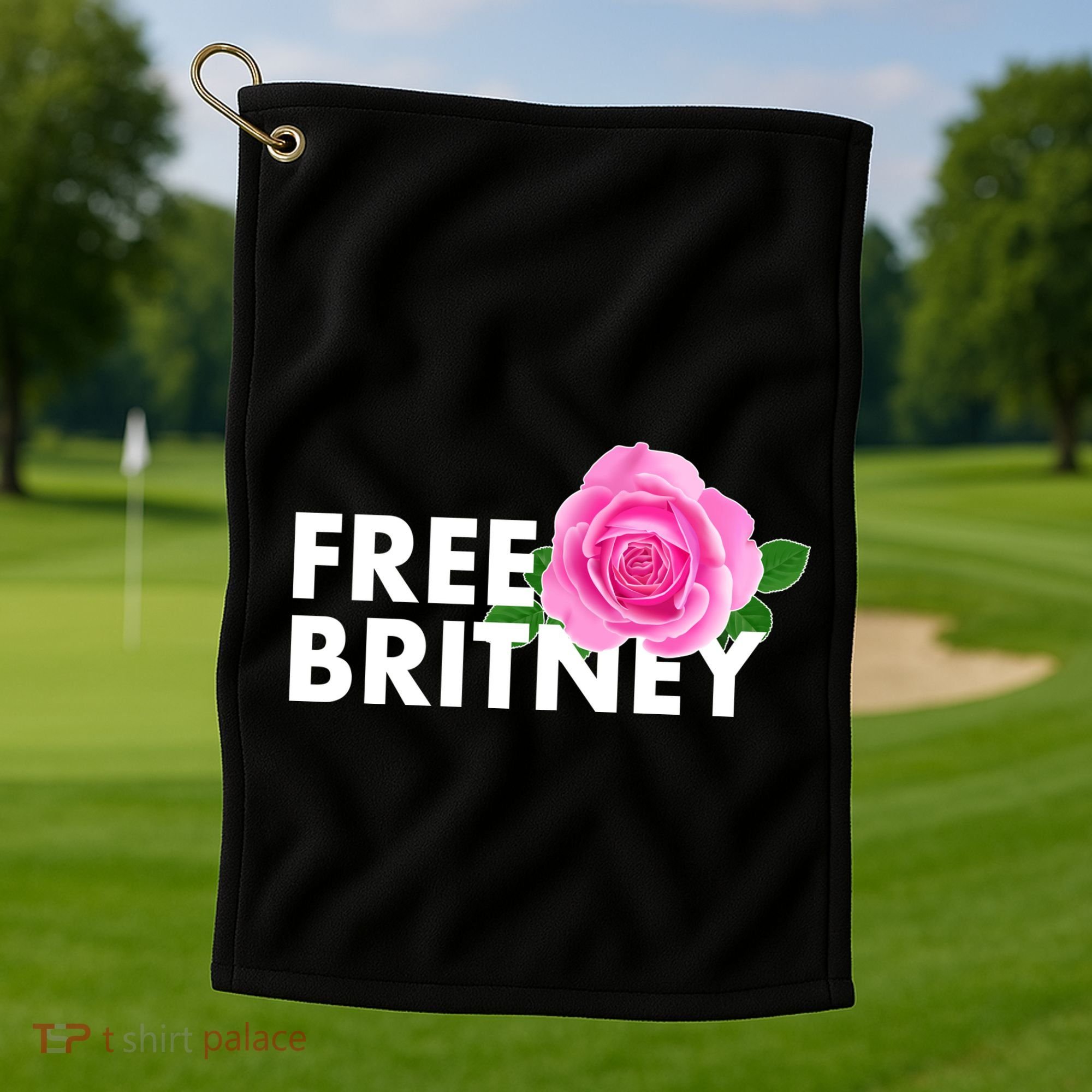 Free Britney Pink Rose Flower Golf Towel