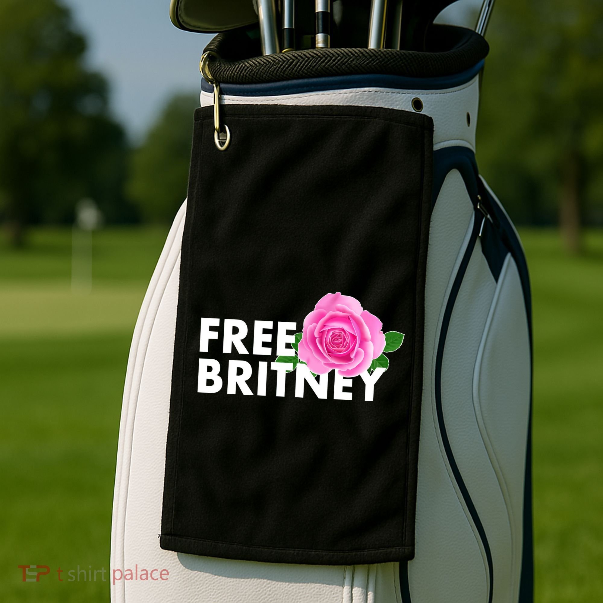 Free Britney Pink Rose Flower Golf Towel