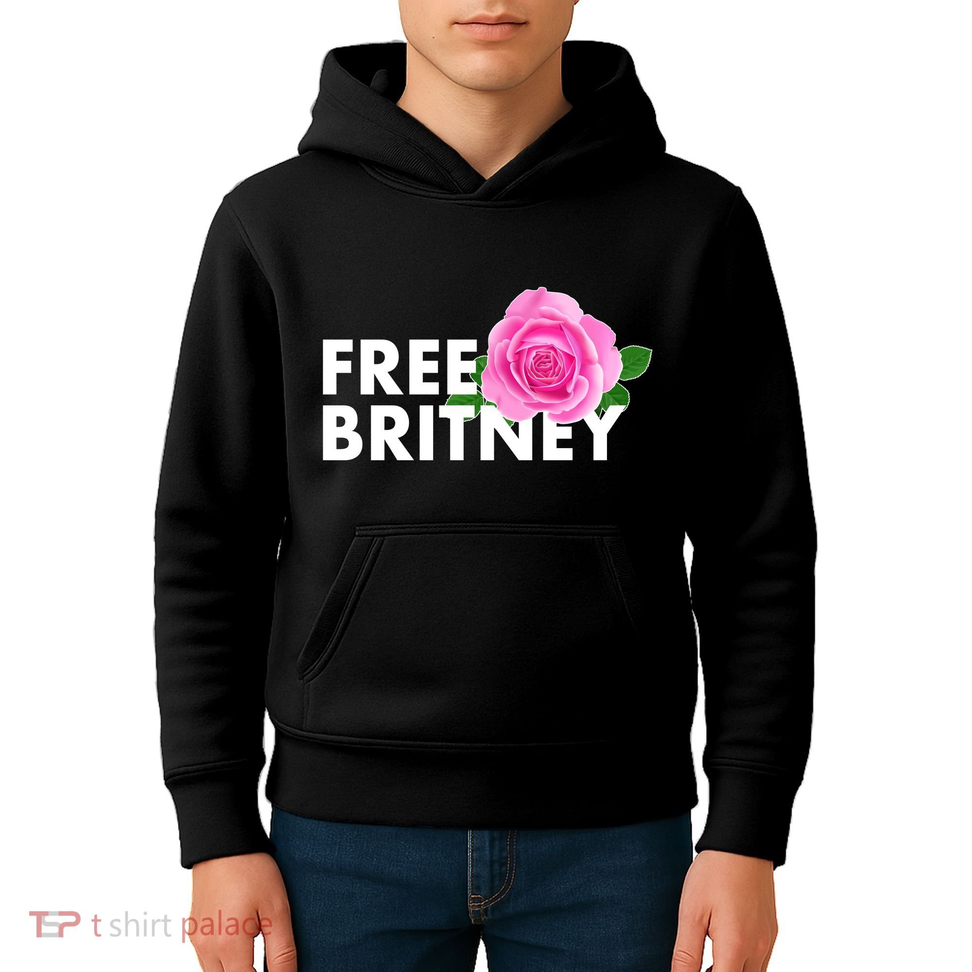Free Britney Pink Rose Flower Kids Hoodie