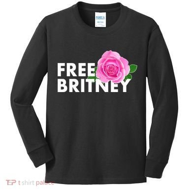 Free Britney Pink Rose Flower Kids Long Sleeve Shirt