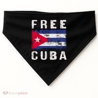 Free Cuba Distressed Flag USA-Made Doggie Bandana thumb 0