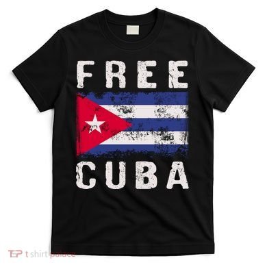 Free Cuba Distressed Flag T-Shirt