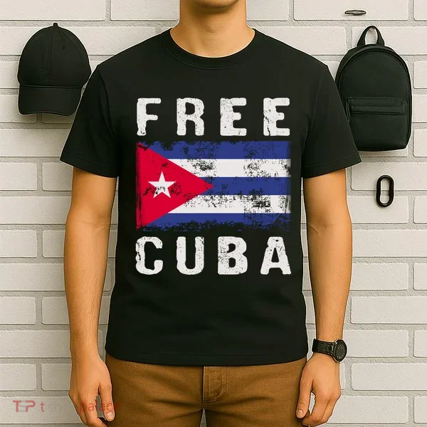 Free Cuba Distressed Flag T-Shirt