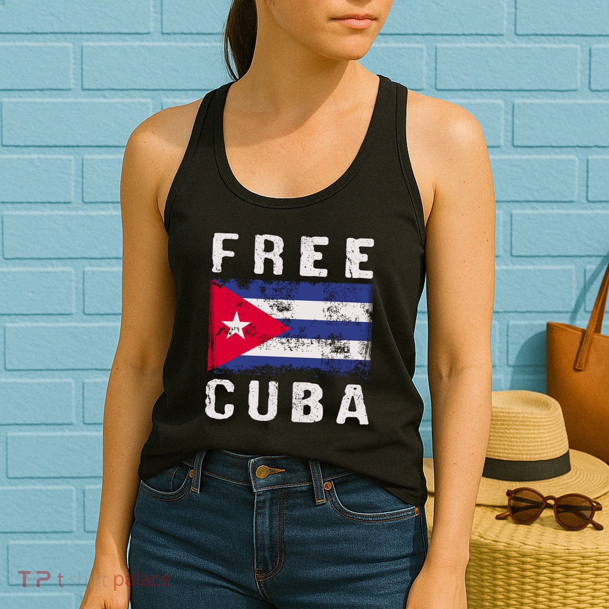 Free Cuba Distressed Flag Women's Tank Top